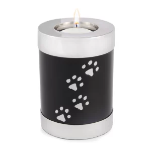 Peaceful Pet Cremation Catalog Paw candle urn Black